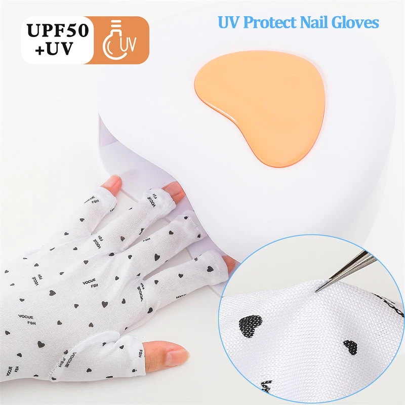 1 Pair Anti UV Protection Nail Gloves For LED Lights Professional UV Rays Protect Gel Shield Glove Nail Lamp Manicure Tools Set