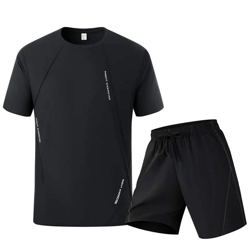 Men's Summer Sports Set Quick Dry T-Shirt and Shorts 2 Piece Running Gym Fitness Tracksuit Breathable Athletic Activewear view 5