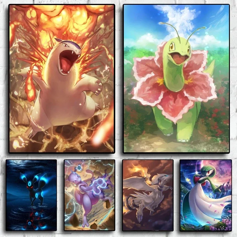 Hot Selling Anime Poster Pokemon Canvas Printing Living Room Kids Action Figures Waterproof Poster Toys Picture Decor Gifts