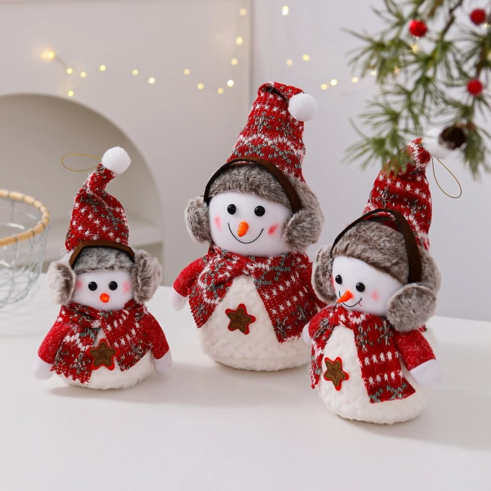 

45x22cm Christmas Gifts Cute Christmas Decorative Figurines Velvet Snowman Dolls Plush Toys Small Christmas Snowman Ornaments