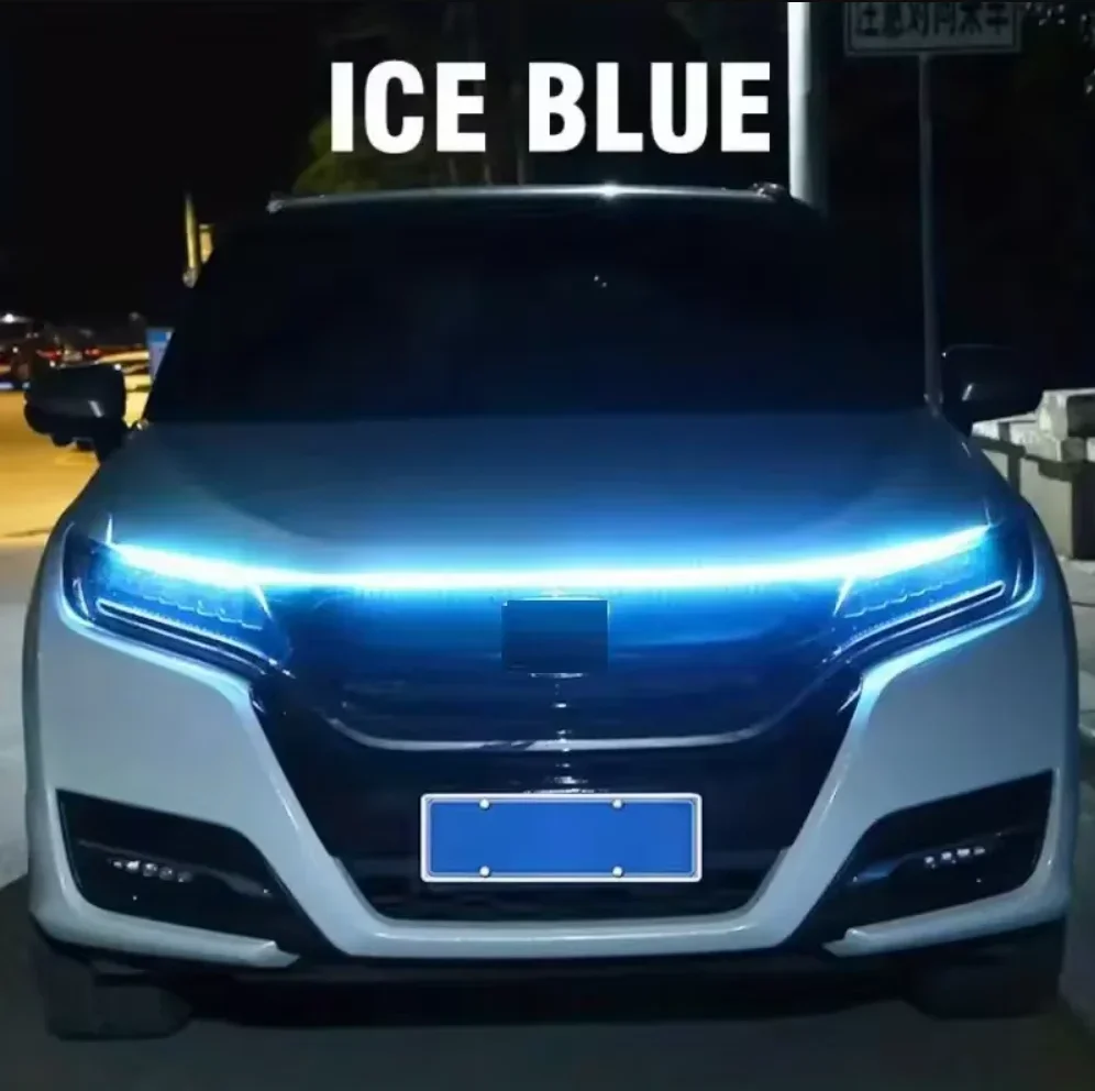 1 STKS Dynamische meteoor Led Auto Kap Lichten Strip Universele Motorkap Gids Decoratieve Lichtbalk Auto Koplampen Auto Running Light