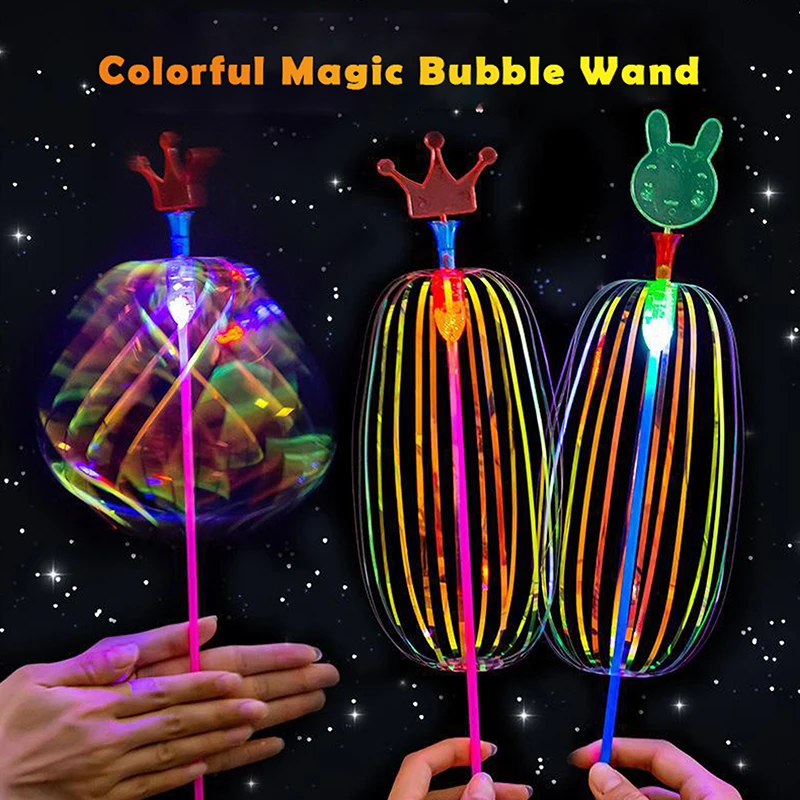 1PC Halloween Rainbow Magic Stick Wand LED Bubble Colorful Luminous Toy Flashing Wand Stick Toy Kids Toys New Year Party Favors