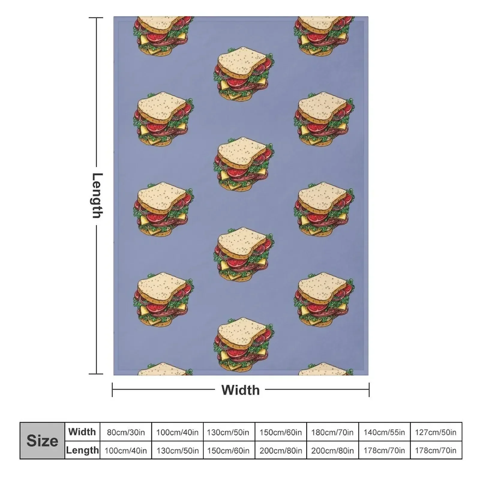 Ham and Cheese Sandwich Throw Blanket couch cozy soft plush fuzzy picnic outdoor blanket