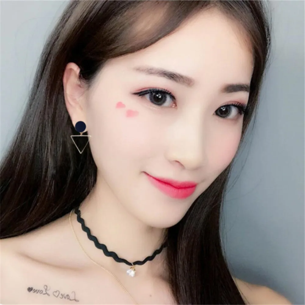 1pair Fashionable and Simple Asymmetrical Triangular Earrings for Women Exuding A Sophisticated Korean Style Long-style Earrings