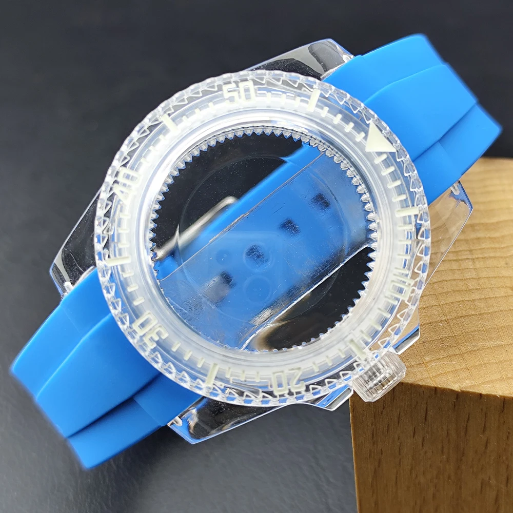 

Корпус 40 мм, зеленый светящийся прозрачный корпус, подходит для механизма NH35/36, аксессуары для часов с ремешком 20 мм