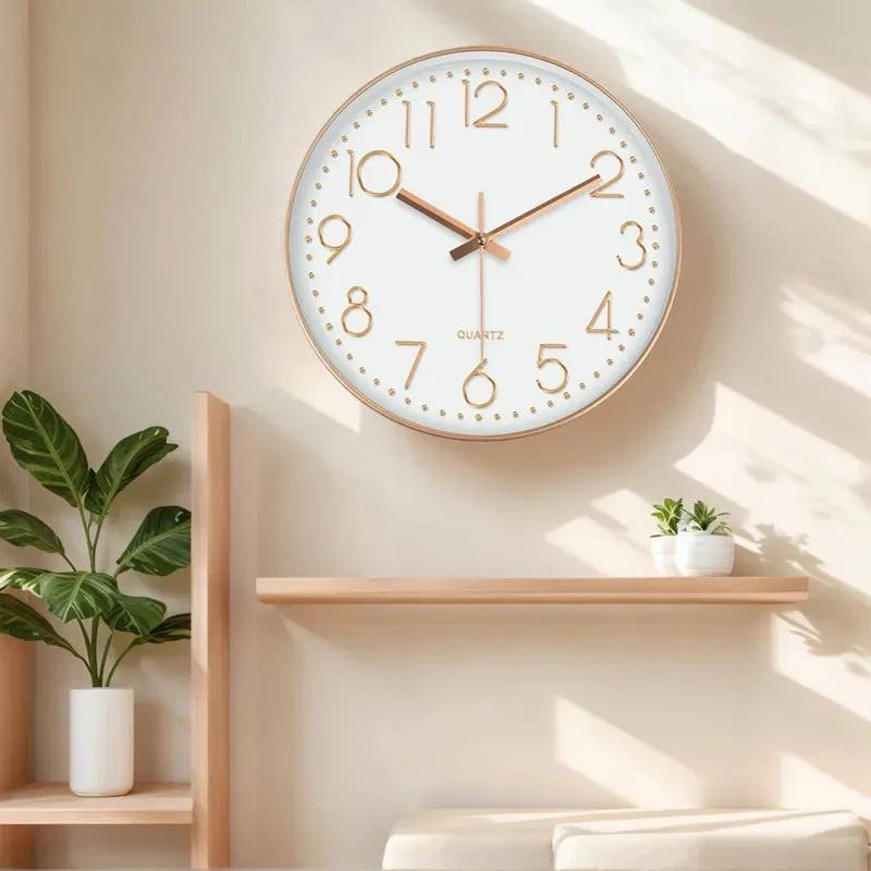 8-Inch Minimalist Quartz Wall Clock, 3D Digital Clock, Silent Clock for Living Rooms, Bedrooms, and Offices, Home Decor