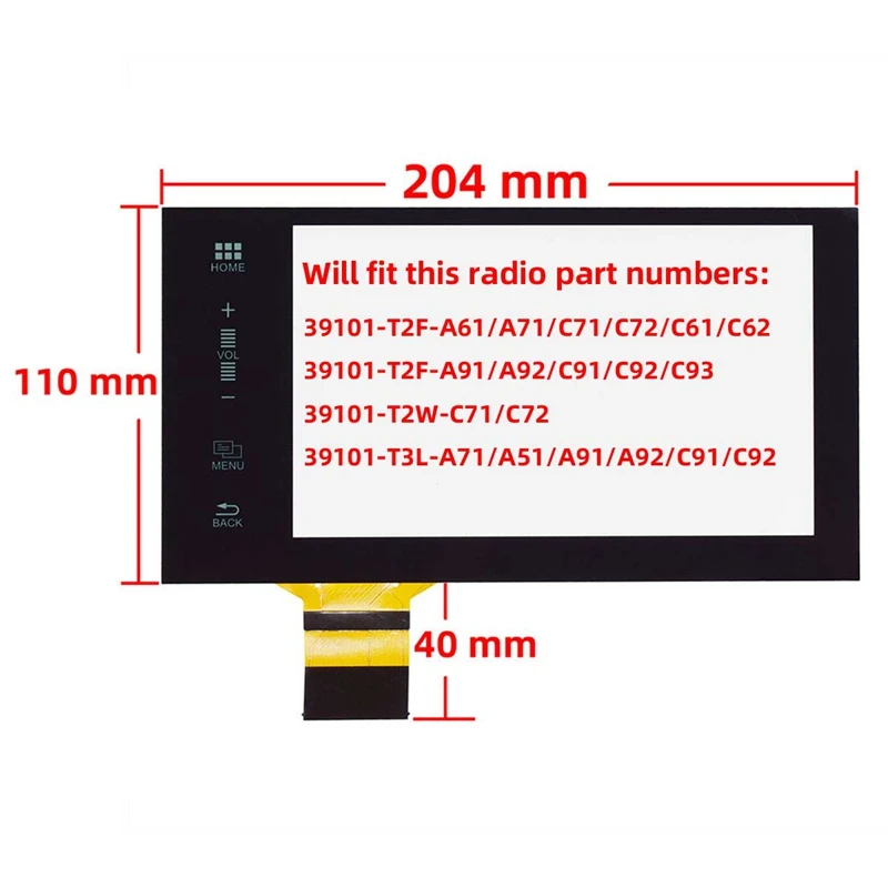 7 Inch Touch Screen Glass Digitizer GPS Navigation Radio La070wv6(Sl)(01) For Honda Accord Civic HR-V Pilot 2016-2017