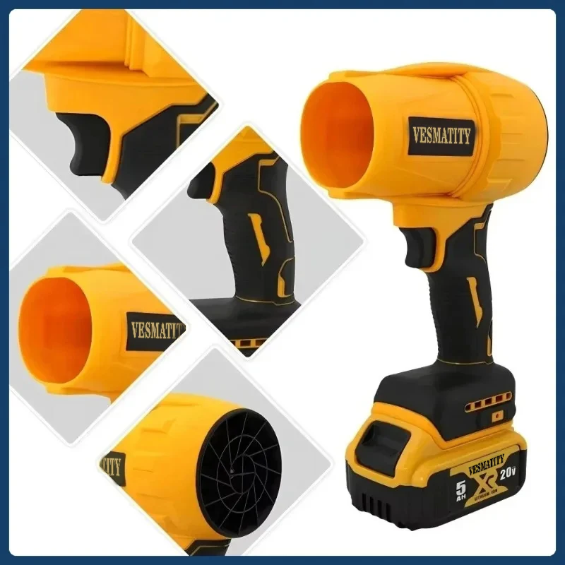 Vesmatity 30000RPM Brushless Leaf Blower Wireless Handheld Turbo Fan Dusting Tool 20V for Sweeping Leaves Dust Max