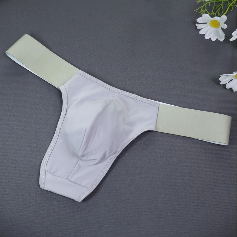 

Men Sexy Solid Elastic Underpants Wide Belt Thong Breathable Underwear Femboy U Pouch Lingerie Solid Sports G-String Panties