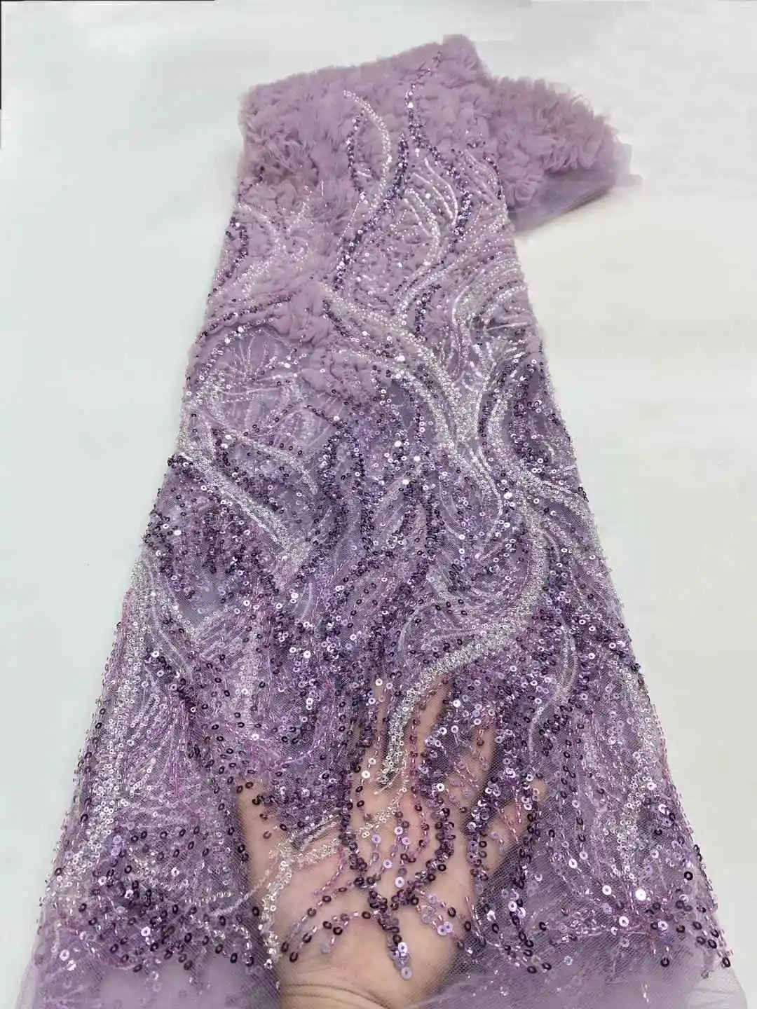 مكارثي ثلاثية الأبعاد زهرة الخرز أقمشة الدانتيل 2025 جودة عالية الفرنسية شبكة التطريز الترتر اللؤلؤ مطرز النيجيري أقمشة الدانتيل