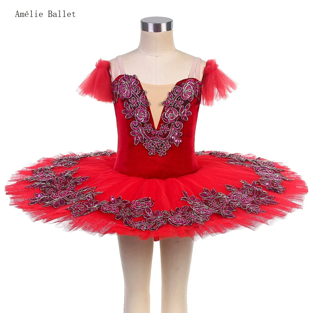 

BLL109 Red Spandex Bodice Pre-professional Ballet Tutu Girls and Women Competition or Performance Dance Costumes Ballet Dresses