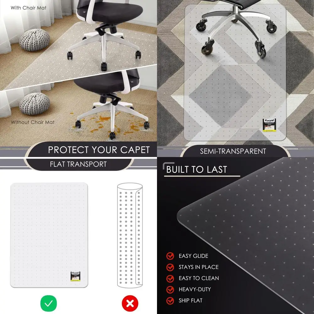 

Двойные сверхмощные прозрачные пластиковые коврики для стула для ковров, 32x55 дюймов, защита для пола стола, легко скользящие, плоская доставка