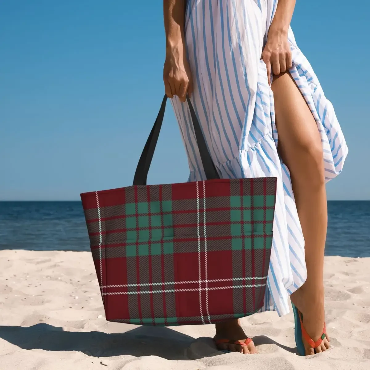Clan Crawford Tartan Beach Tote Bag Sport Gym Yoga Duffle Large Tote Bag Women Travel Bag Fitness bag
