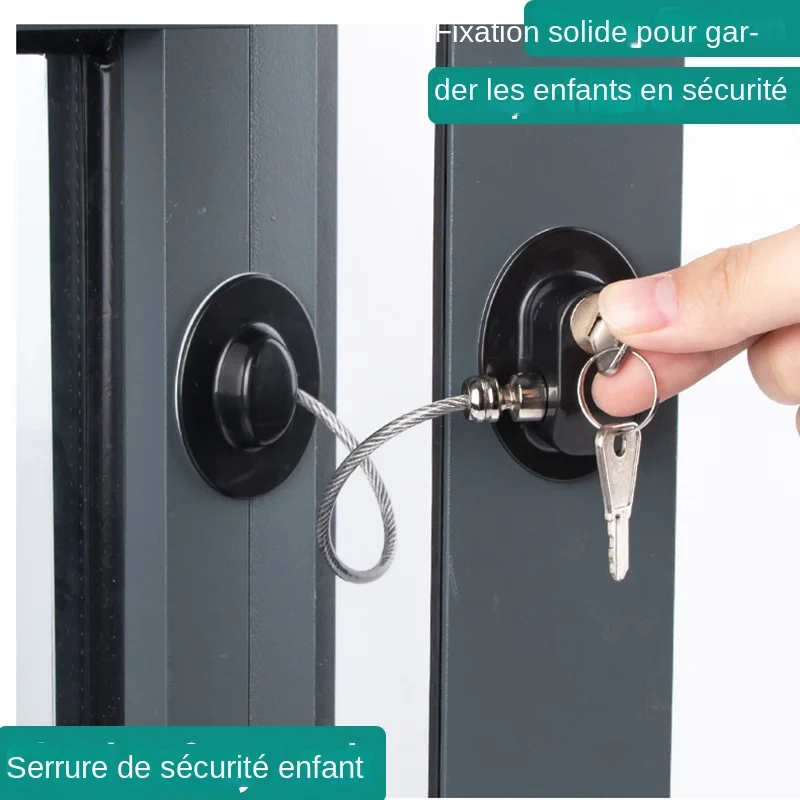Serrure de sécurité pour enfants, serrure de porte de réfrigérateur, Protection de câble en acier inoxydable, serrure de fenêtre de maison, Fixation solide