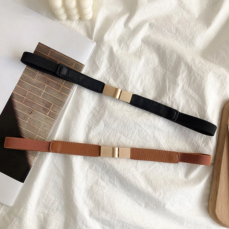 حزام جلد نسائي ، فستان ، قميص ، حزام ، إكسسوارات ديكور ، ختم خصر ، مرن ، إبزيم ذهبي ، كل مباراة ، حزام رفيع ، موضة