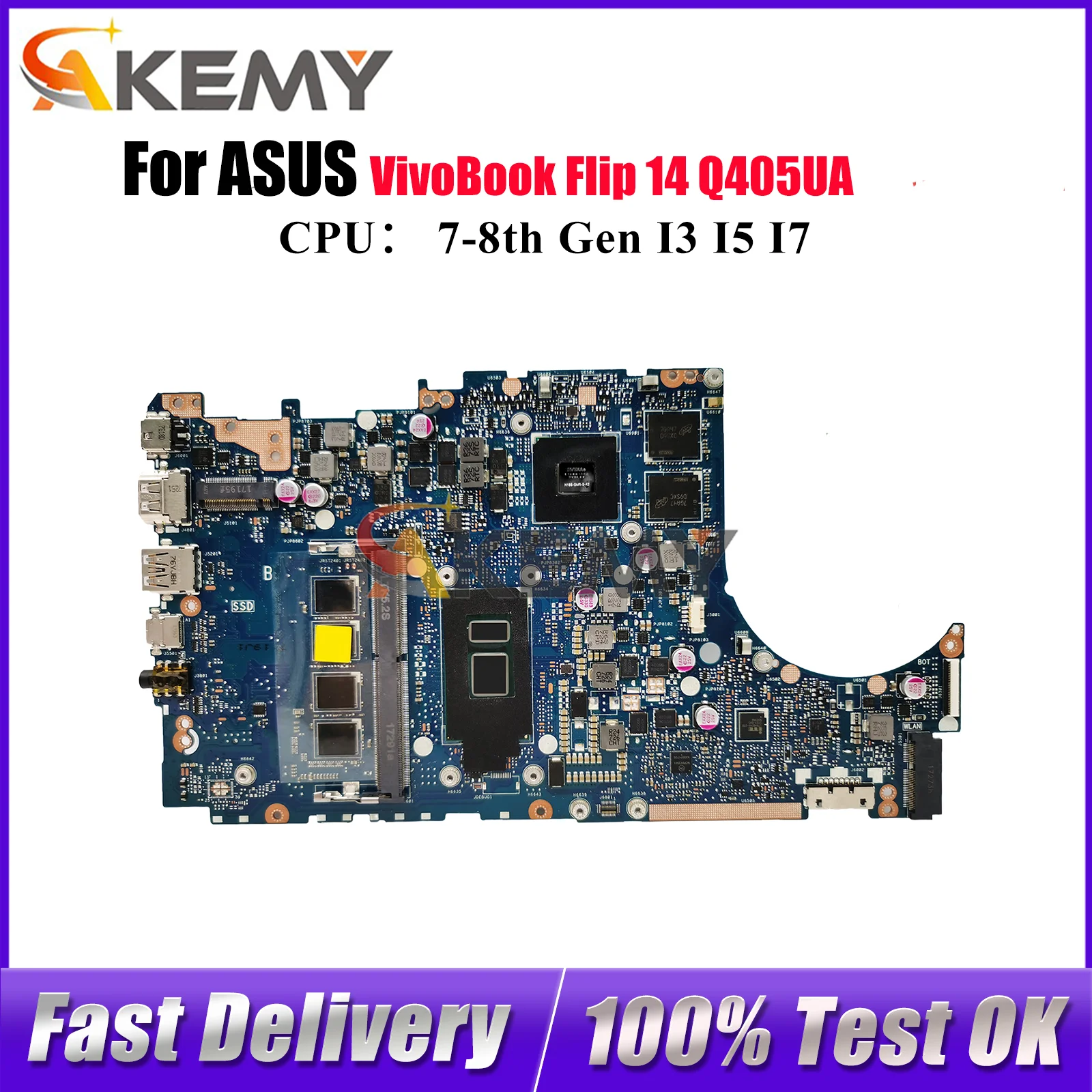 

TP410UF Материнская плата для ноутбука ASUS 14 TP410URR TP410UAR Flip VivoBook TP410U TP410UR TP410UQ Q405UA Материнская плата с процессором I3 I5 I7