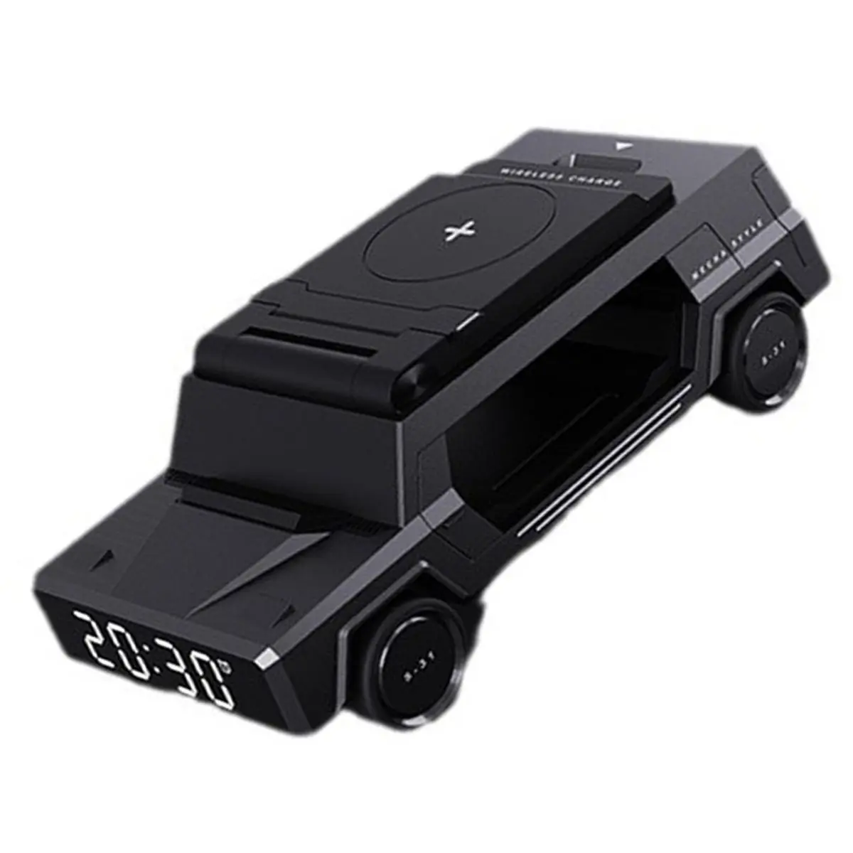 Y494A*☀▃Wireless Car Charger with Clock Fast Charging Dock for Zinc Alloy Dashboard Stand A