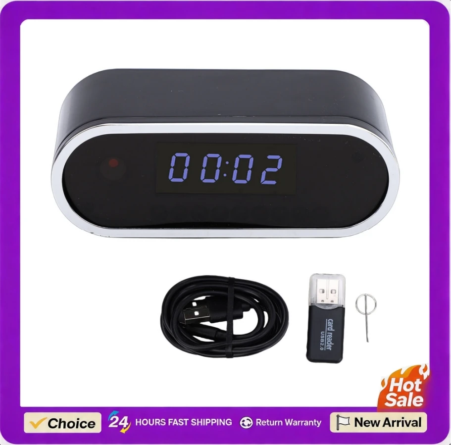 Indoor Camera for Bedroom Wireless WiFi 1080P FHD 130° Wide Angle 12/24H Clock Camera with Motion Detection Night Mode APP