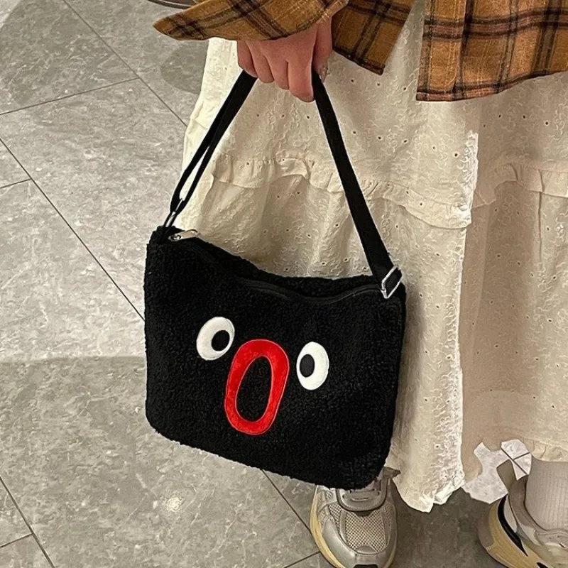 Cartoon Pingu Shoulder Bag Large Capacity Plush Casual Crossbody Bag Creative Double-sided Pattern Versatile Bag Christmas Gift