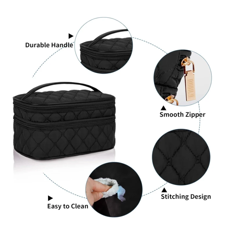 Borsa per il trucco nuly da 2 pezzi borsa per cosmetici da viaggio portatile con manico borsa per il trucco impermeabile da toilette a doppio strato