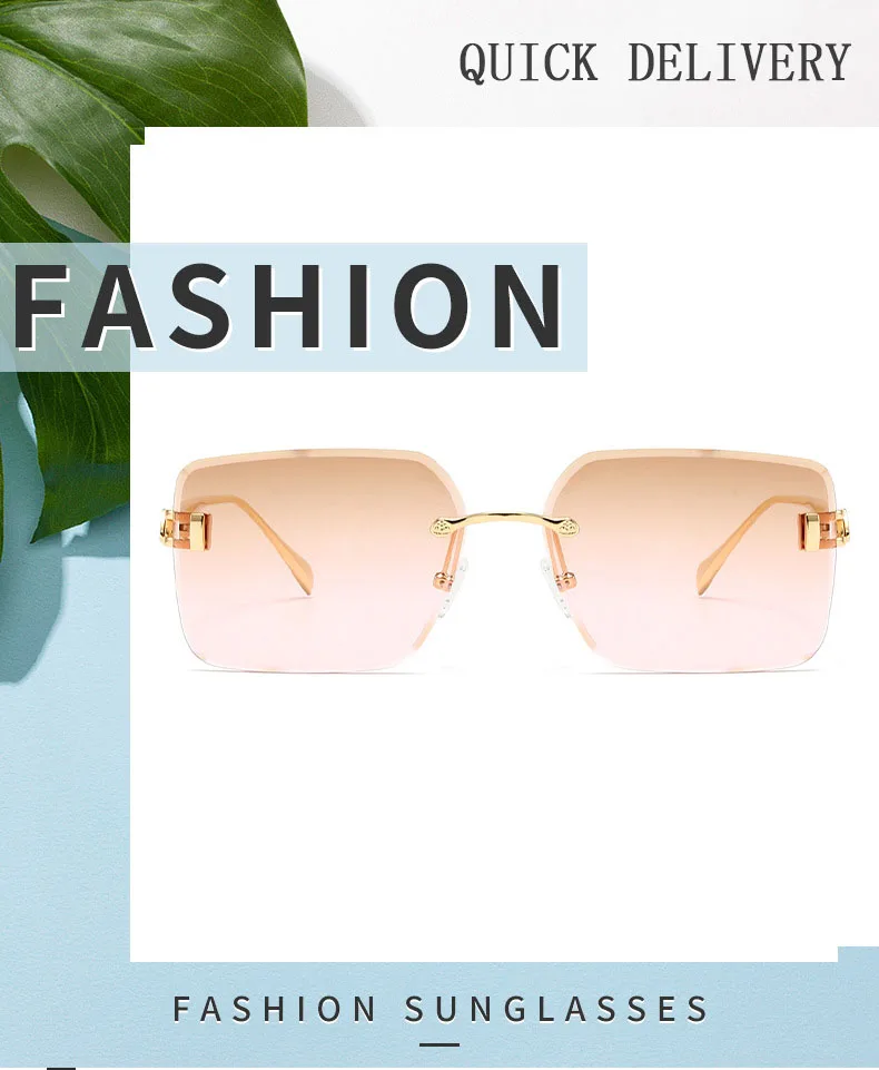 2023 randlose Sonnenbrille Frauen Trendy Vintage Quadratische Mode Gläser Sonnencreme Lentes De Sol Mujer Lunette Soleil Femme Zonnebril – Detail 13