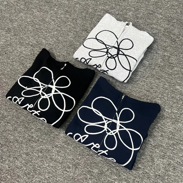 

Arte American Sle Embroidered Flower Open Cardigan Hoodie Women's Long Sve Sweater And Straight Leg Pants Men Women Set