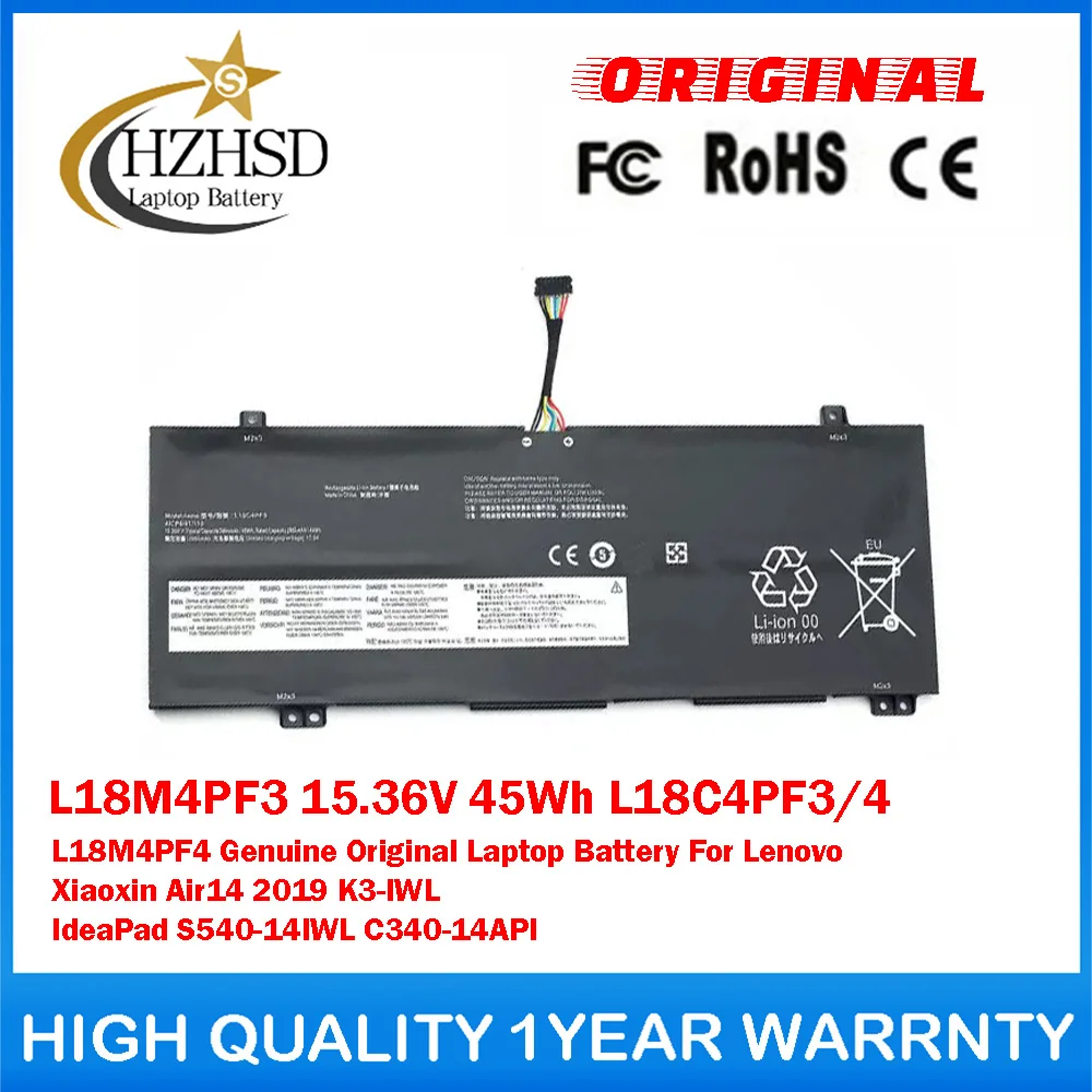 

L18M4PF3 15.36V 45Wh L18C4PF3/4 L18M4PF4 Genuine Original Laptop Battery For Lenovo Xiaoxin Air14 2019 K3-IWL IdeaPad S540-14IWL