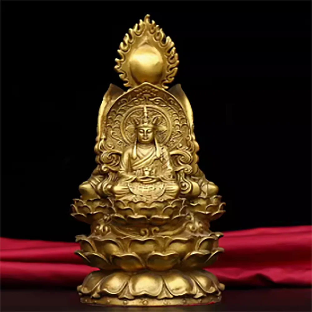 

Pure copper three sided Buddha ornaments, Guanyin Tathagata, earth collection, three holy statues, handicrafts