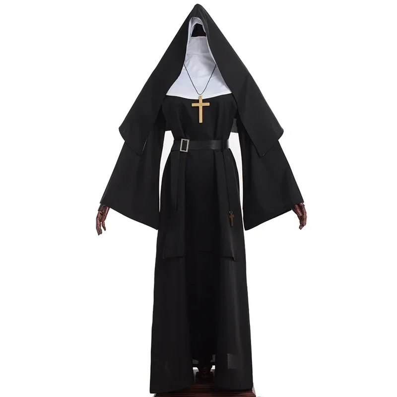 Costume d'Halloween de Nonne pour Femme, Robe de Cosplay Effrayante Mary Priest, MN8