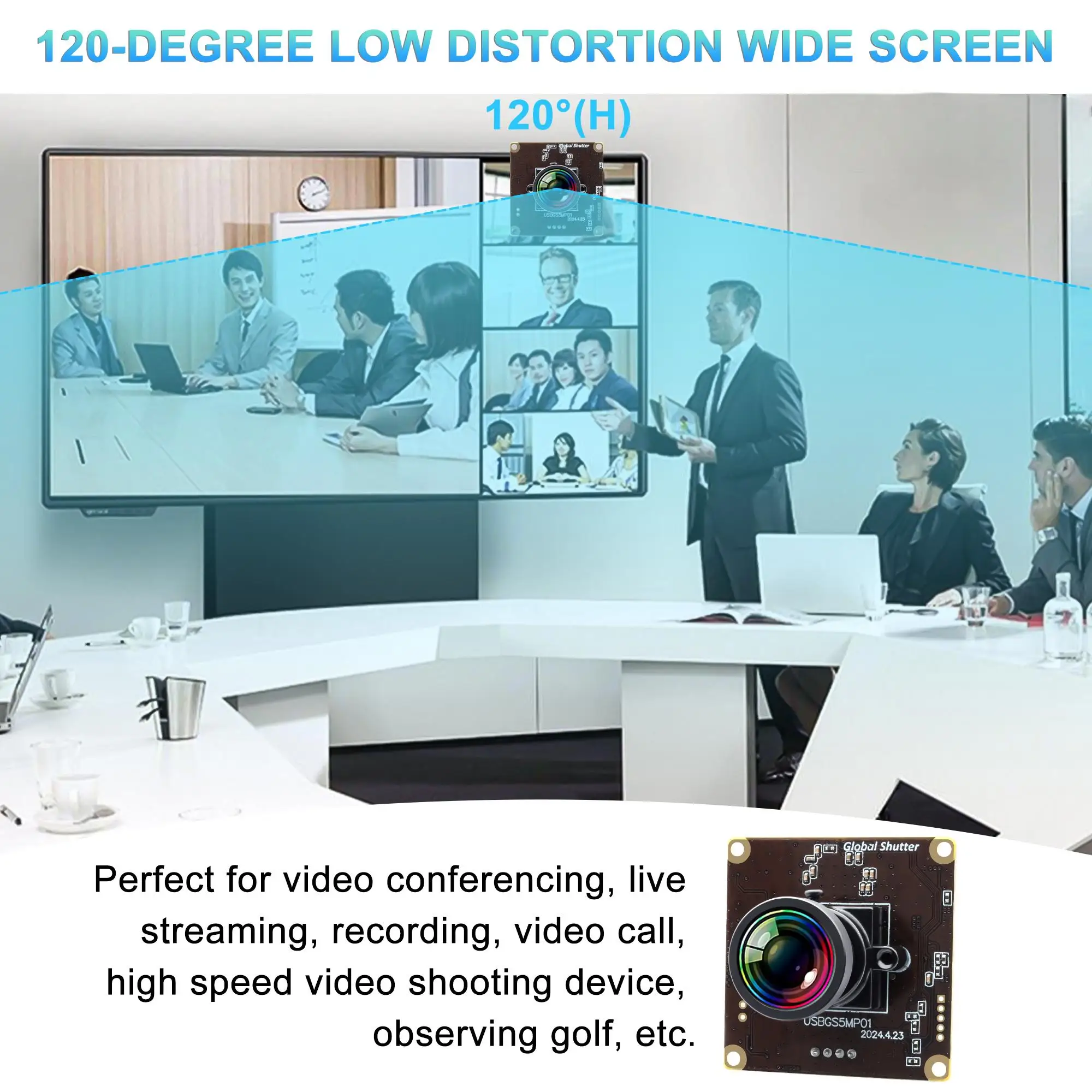 ELP 5MP Global Shutter USB Camera Module, 50fps 1080P HD with Wide-Angle Lens for High-Speed Motion Monitoring