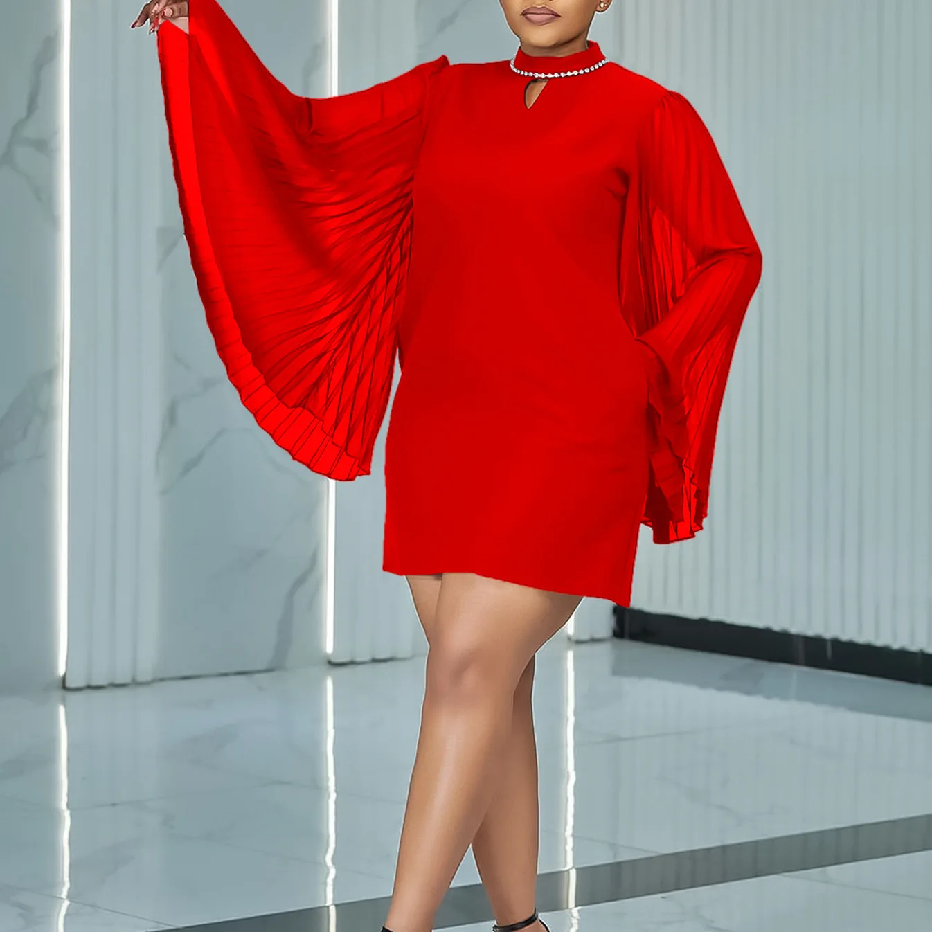 Plus Size luźna elegancka sukienka damska plisowana luksusowa tkanina uliczna 2024 letnia moda damska szeroka tkanina duży rozmiar Mini sukienka 5xl