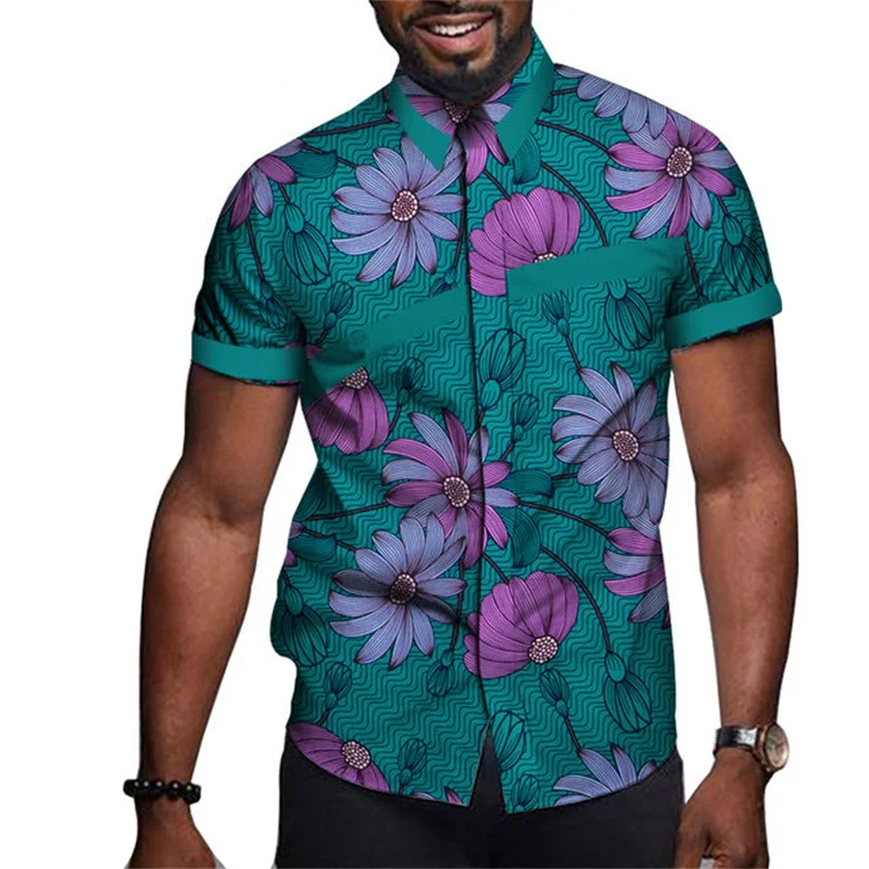 Camisas de praia africanas masculinas e femininas, estampadas em 3D, manga curta, tamanho grande, blusas havaianas, Cuba, verão