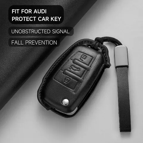 Lädernyckelfodral för bilnyckelring, skyddande skal, nyckelring för Audi A1 A3 A4 A5 A6 A7 8P 8L 8V B6 B7 TT Q2 Q3 Q5 Q7 R8 S6 SQ5 RS3 RS4 10 best sales 8v - №4