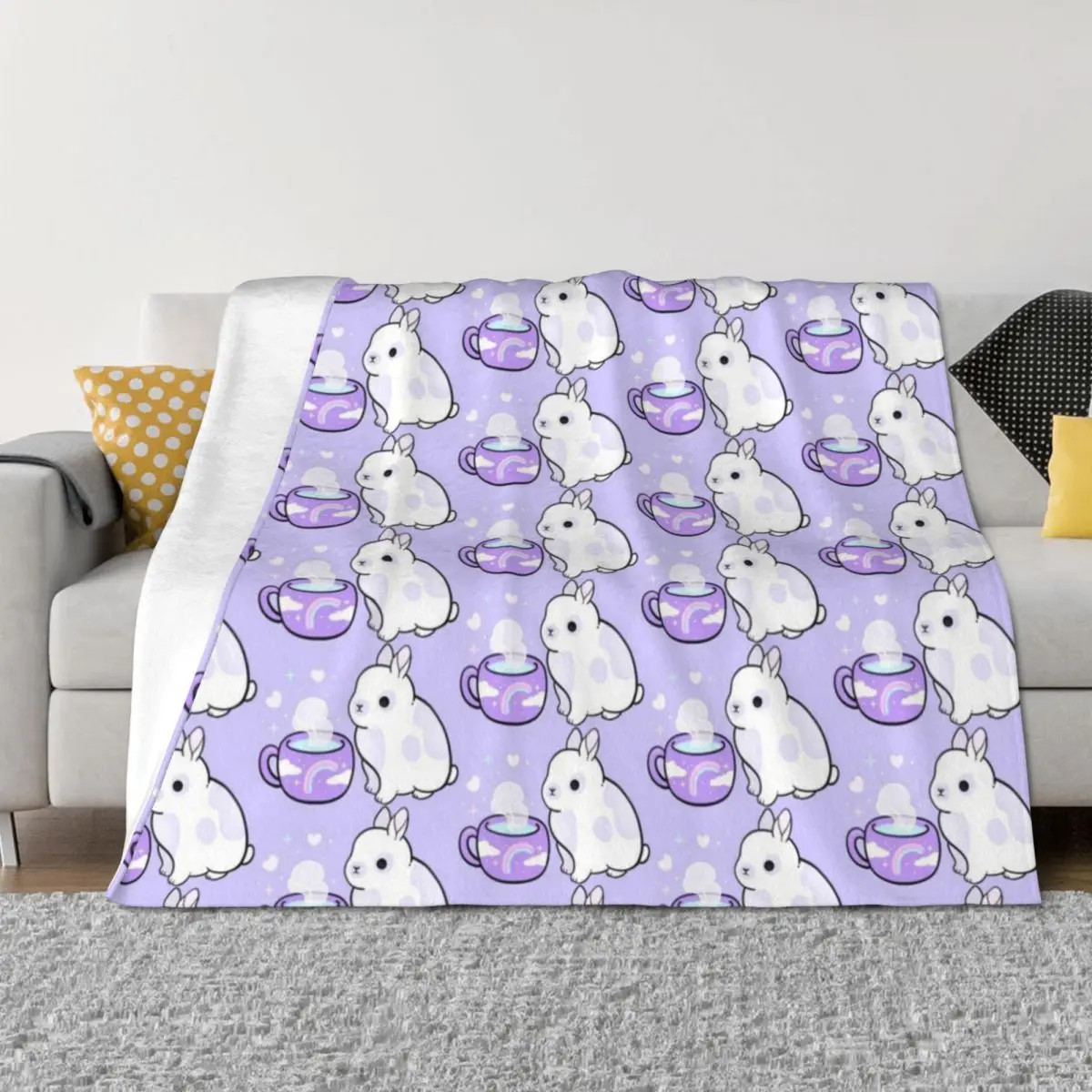 

Happy Tea Bun | Nikury Throw Blanket Comforter Decorative Throw Plaid on the sofa warm for winter Blankets