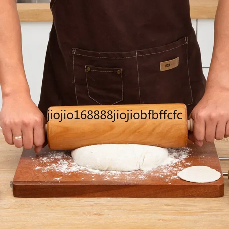 Suitable for  Solid Wood Rotating Pressure Rod Non-Stick Wrappers Rolling Pin Log Commercial Baking Tools Household