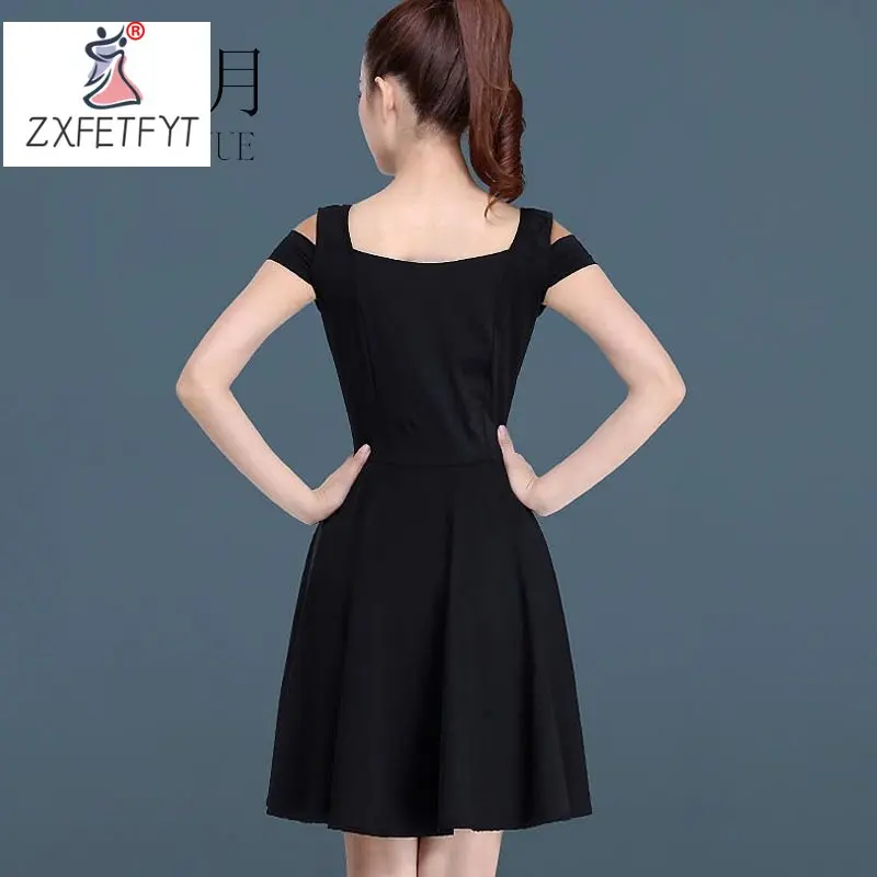 2024 New Style Summer Short Sleeve Latin Dance Dress For Women, Acetate Fiber Ballroom Dress For Dance Competition And Practice