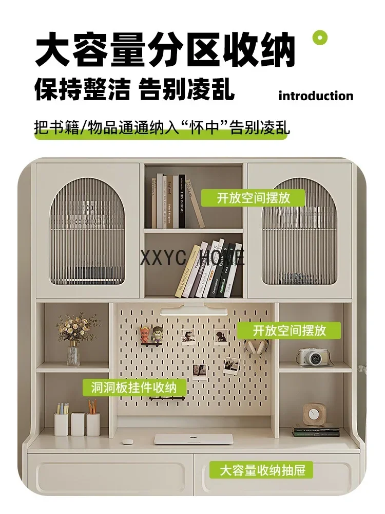 Franse Crèmekleurige Wind Bureau Dressoir Een Lichte Luxe Moderne High Sense Kleine Huishoudelijke Slaapkamer Dressoir.