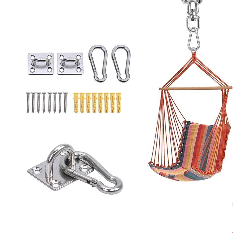 

2Pcs Stainless Square Heavy Duty Ceiling Hook Wall Mounted Hook For Yoga Swings Hammocks Bracket Hardware Tools