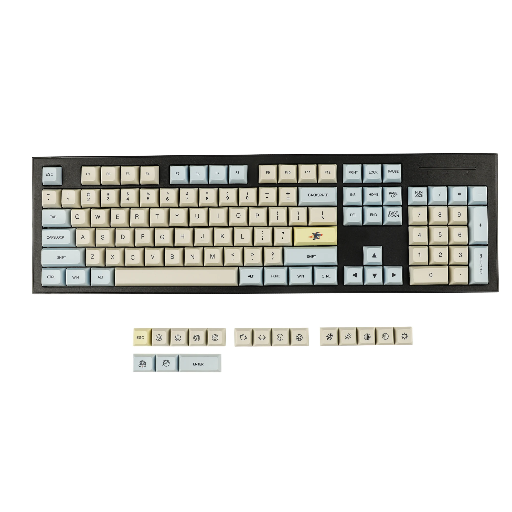 Moon Landing 121 Keys XDA Profile PBT Dye Sub Keycap Set Suitable for MX Switches Mechanical Keyboard