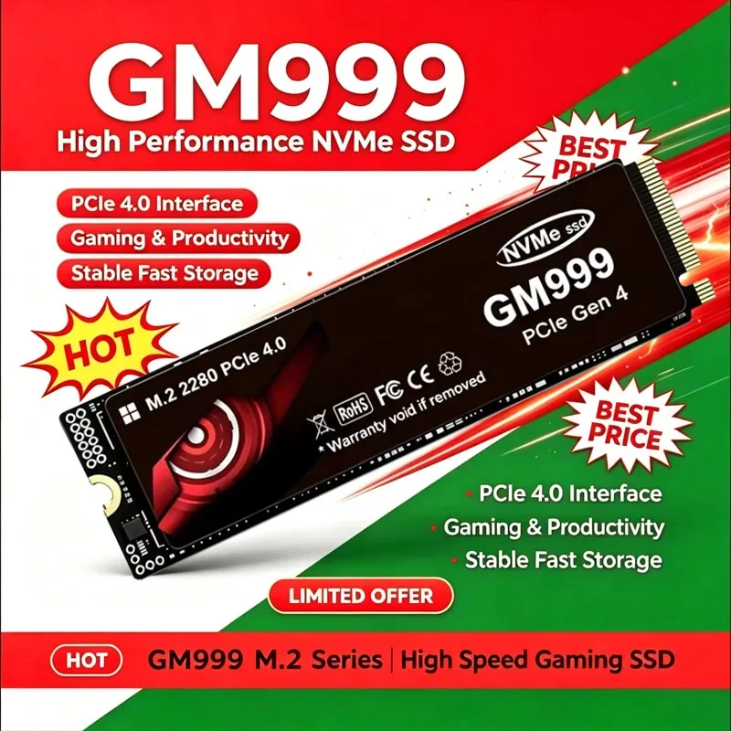 Original GM999 PCIe4.0 M.2 NVMe SSD 1TB 2TB 4TB PS5 Gaming Internal Solid State Drive M2 2280 SSD for Content Creators