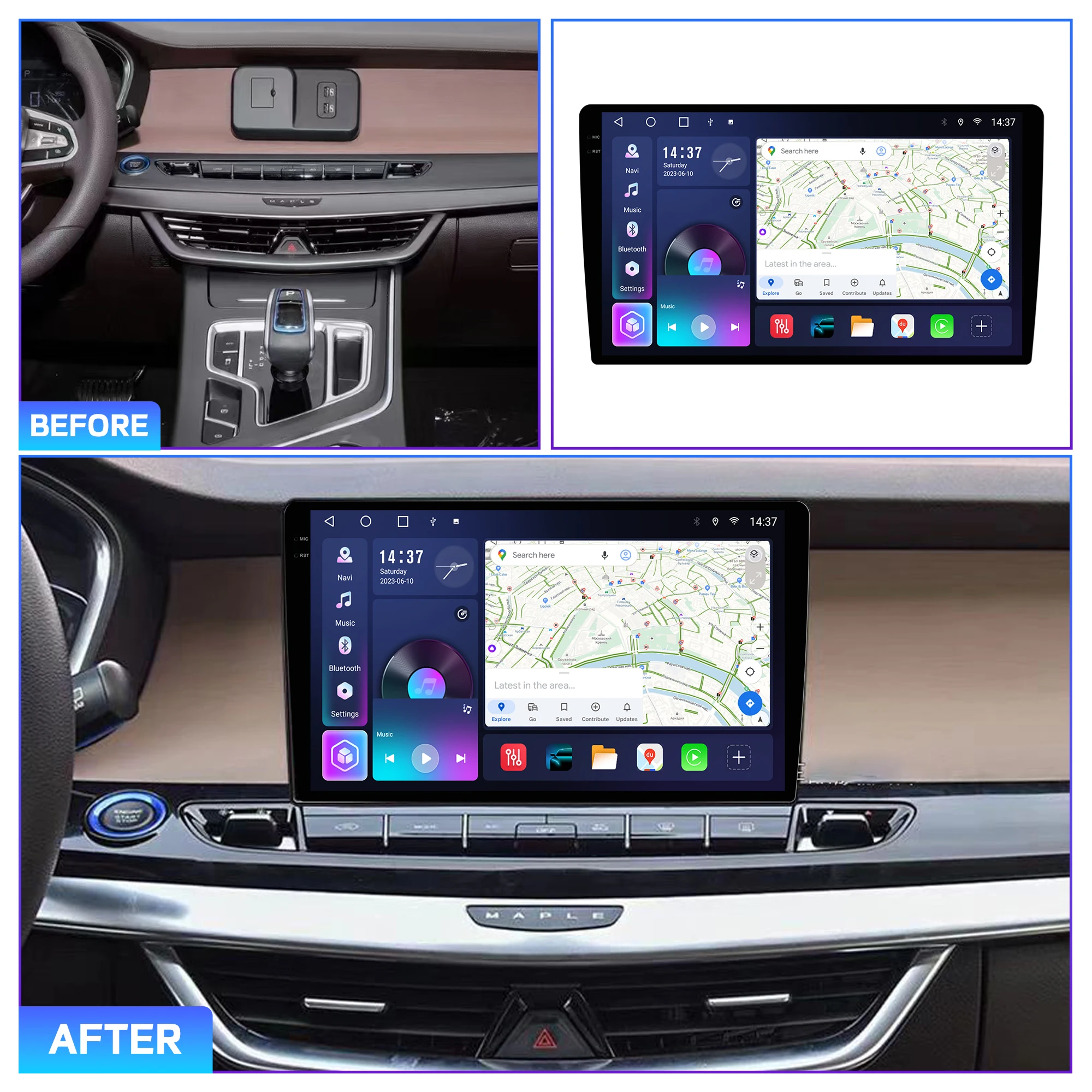 Penhui Android Car DVD Player 2 Din for GEELY MAPLE 80V 2021-2022 Multimedia Screen with DSP, Bluetooth, Audio & CarPlay