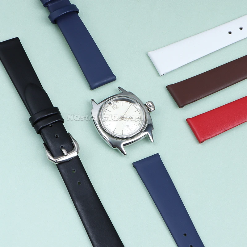 Correa de reloj de cuero ultrafina de 6mm, 8mm, 10mm y 12mm, correa de piel de vaca delgada, pulsera Universal deportiva suave para hombres y mujeres, banda impermeable
