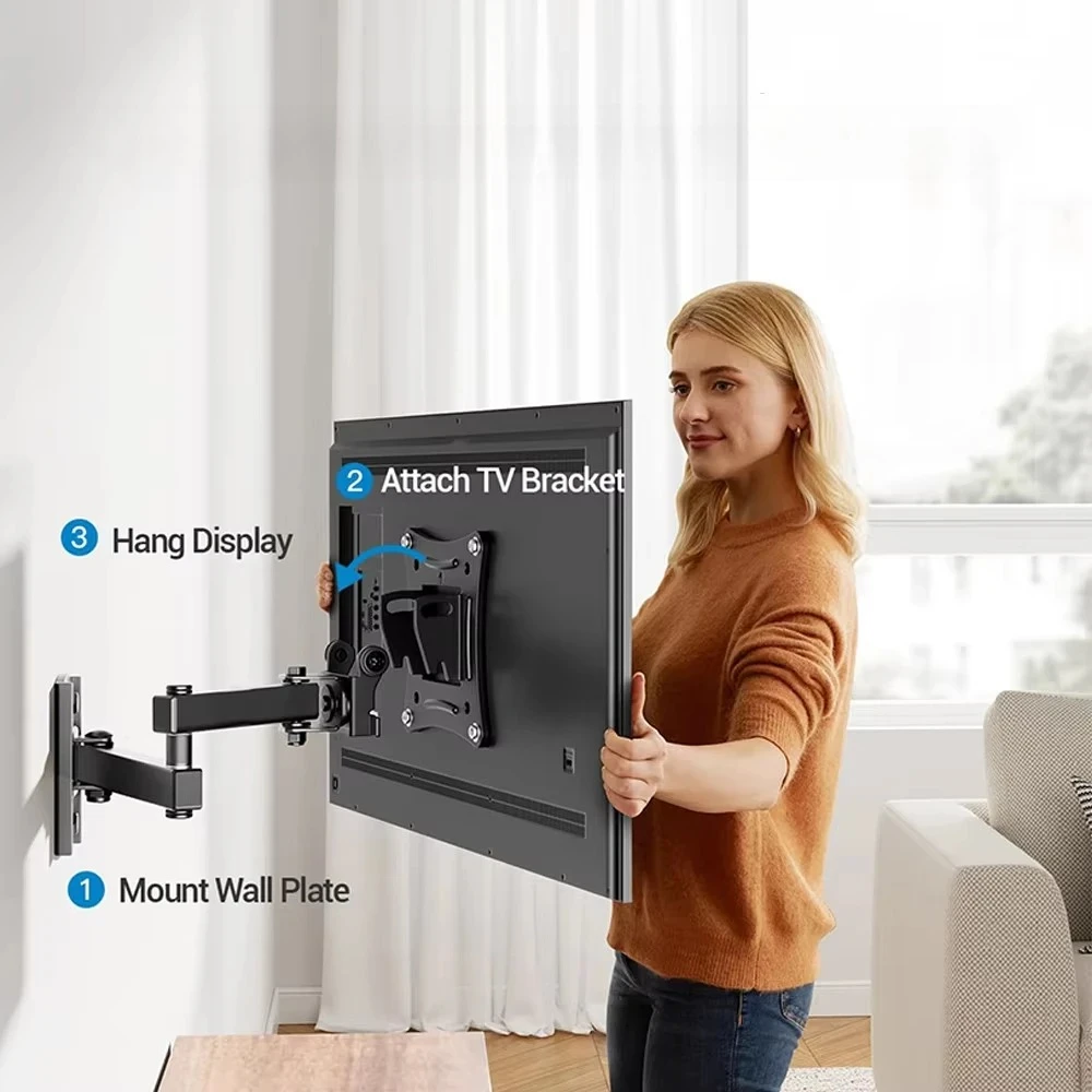 TV Monitor TV Mounts LCD LED Monitor Wall Mount Bracket Adjustable TV Screen Holder TV Frame Support For 10-24 Inches TV