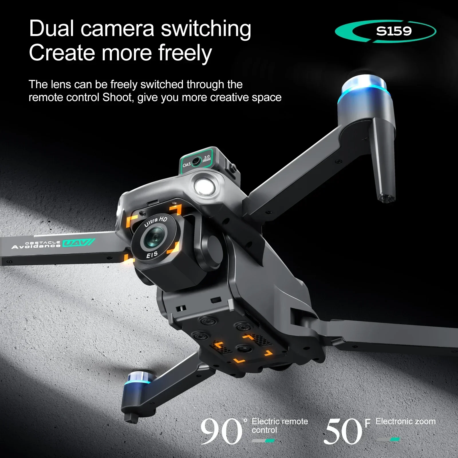 

Rc Gps Uav with Dual Camera Remote Control Drone Screen Display Aerial Automatic Return Obstacle Avoidance Quadcopter for Kids