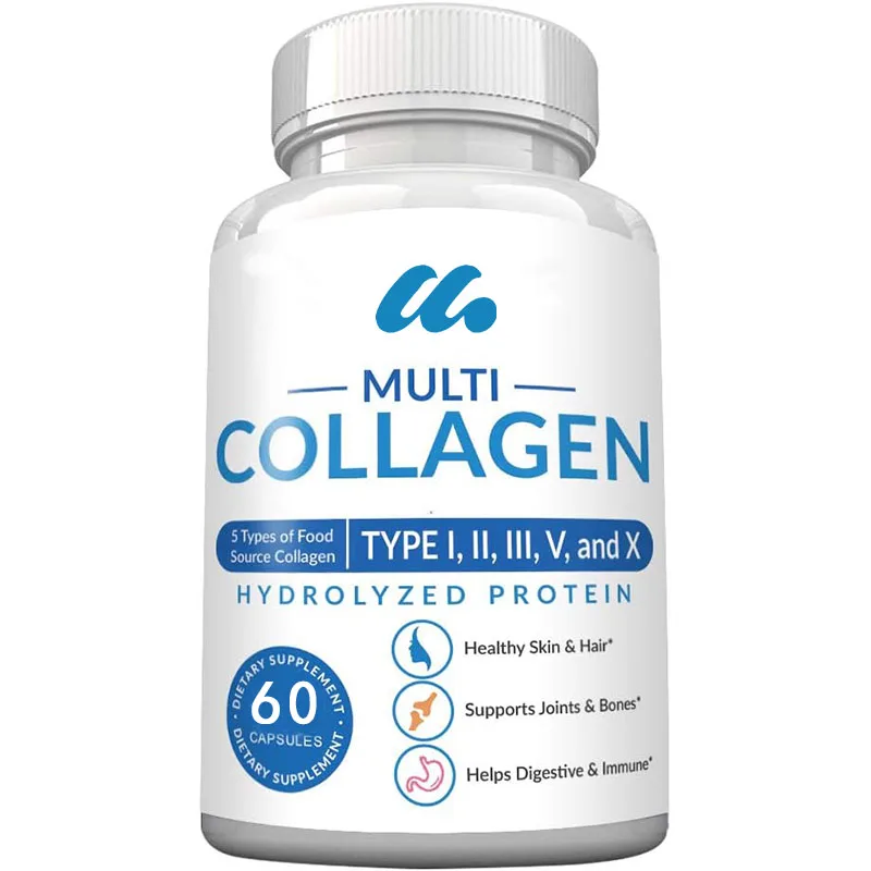 Multiple Collagen Pills - Type I, II, III, V, and X Collagen Capsules