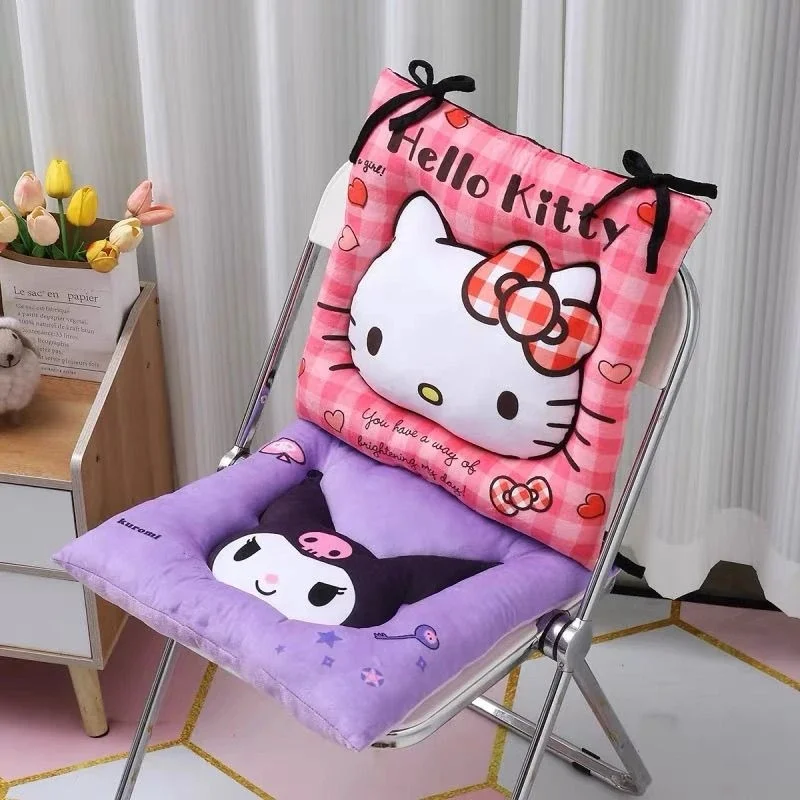 Pompompurin Soft Thick Crystal Velvet Seat Cushion, Fixed Strap Chair Pad, Kawaii Decorative Cushion For Home Office