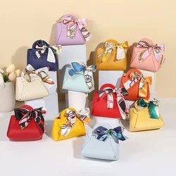 40pcs Leather Candy Bags for Wedding Baby Shower New Pink Blue Guest Gift Packaging Bag with Ribbon Distributions Party Gift Box