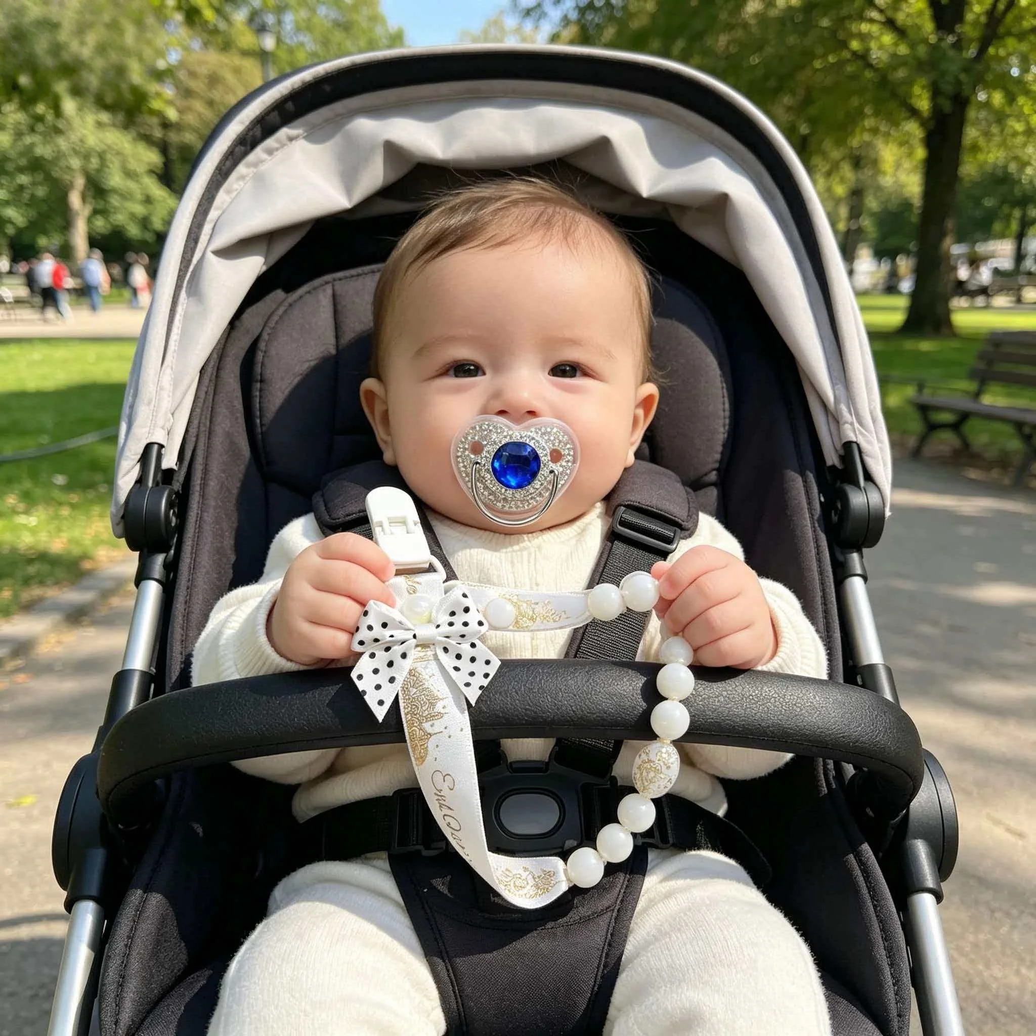 2026 New Lovely Real-Like Nipple Pacifier with Protective Dust Cover & Anti-Lost Chain Clip for Newborn Babies