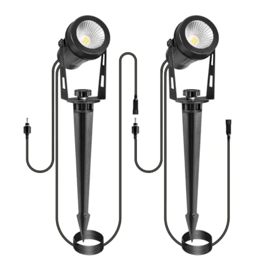 2 Pack Extendable Outdoor Landscape Lights 12V Low Voltage Landscape Lighting IP65 Waterproof Plugin Outdoor Spotlights for Yar