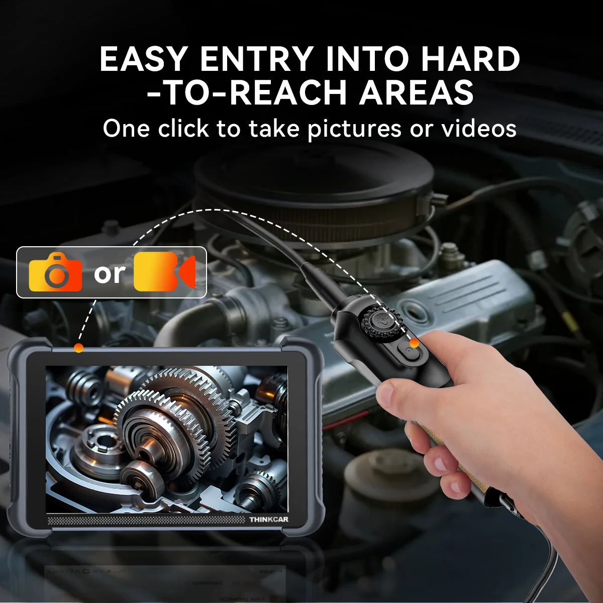 THINKCAR TES102 USB Endoscope HD 6 LEDs 90cm Adjustable 5.5mm IP67 Inspection Borescope Work on THINKSCAN 689BT MUCAR 892BT